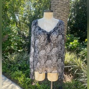 Paige "Lana" silk floral top with decorative drawstring tie - size M